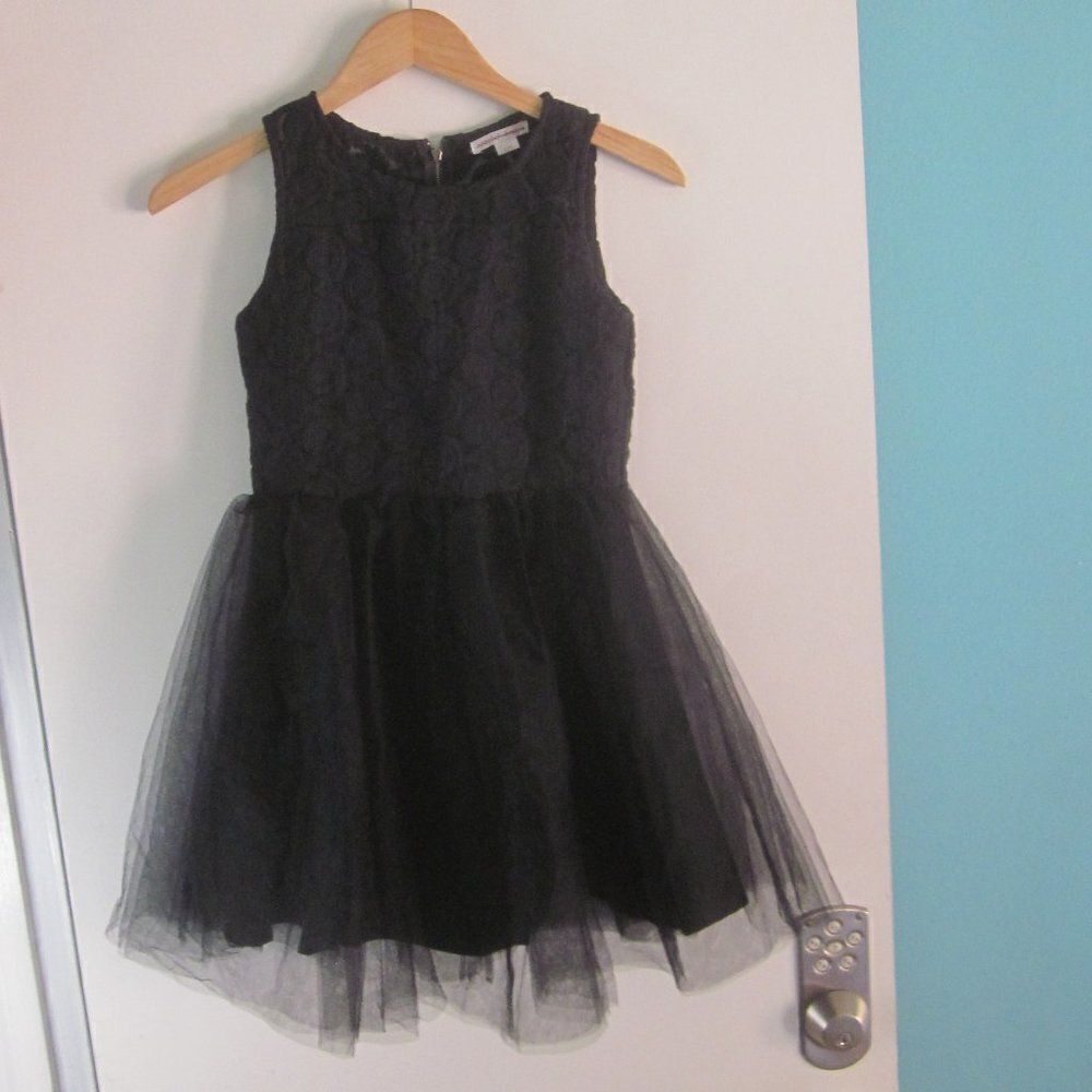Scooter Brown Girls Black Tulle & Lace Holiday  Dress Size 14 Fits Medium